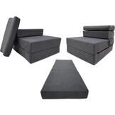 Lyxig gästmadrass med kudde - grafitsvart - campingmadrass - bäddsoffa - hopfällbar - 200x70x15 cm