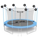 Trampolinnet - 374cm 12ft inderrand - 6 åbninger