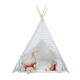 Tipi tent - play tent with floor mat and pillows - gray - zigzag