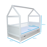 Toddler bed house - 140 x 70cm - solid pine wood