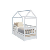 Bed house - toddler bed 160x80 cm - with bed drawer and guest bed - white