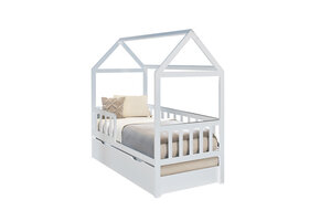 Bed house - toddler bed 160x80 cm - with bed drawer and guest bed - white