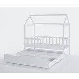 Bed house - toddler bed 160x80 cm - with bed drawer and guest bed - white