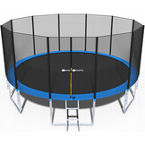 Trampolin - blå - 465 cm - med nät och stege - upp till 180 KG