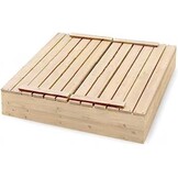 Sandlåda med lock och sittdel - hopfällbart lock - 120 x 120 cm