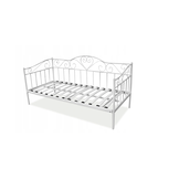 Sengeramme 90x200 cm - metal - hvid - med lamelbund - hjerter