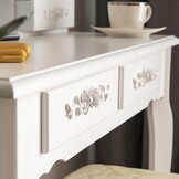 Makeup-bord - med spejl - lys og skammel - 75x40x140 cm - hvid