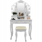 Dressing table - with mirror - lights and stool - 75x40x140 cm - white