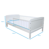 Toddler bed - White - 160x70cm - including slatted bed base