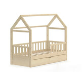 House bed 80x160 cm pine children's bed with drawer