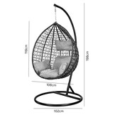 Hanging Chair - Egg Chair - with Frame - Black-Beige - up to 125 kg