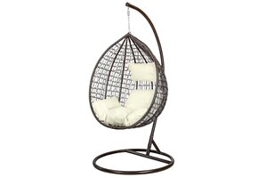 Hanging Chair - Egg Chair - with Stand - Brown-Cream - up to 125 kg