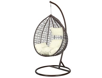 Hængestol - æggestol - med stativ - brun-creme - op til 125 kg