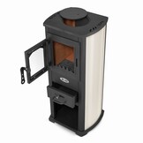 Vedkamin - stål - fristående - 8,5 KW - gjutjärn