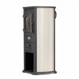 Vedkamin - stål - fristående - 8,5 KW - gjutjärn