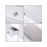 Træ makeup bord - med skuffe - spejl - LED - skammel - 147x80x40cm