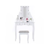 Wooden dressing table - with drawer - mirror - led - stool - 147x80x40cm