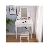 Wooden dressing table - with drawer - mirror - led - stool - 147x80x40cm
