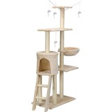Cat tree scratching post XXL 135 x 97 x 55 cm beige