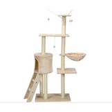 Cat tree scratching post XXL 135 x 97 x 55 cm beige