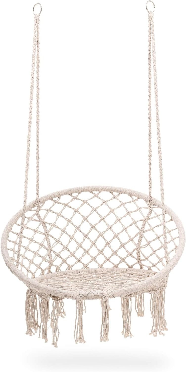 Hängstol - knutet rep - ø 60 cm - beige - upp till 150 kg