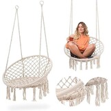 Hängstol - knutet rep - ø 60 cm - beige - upp till 150 kg