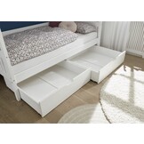 Hus seng børneseng 90x200 cm fyrretræ hvid med 2 opbevaringsskuffer