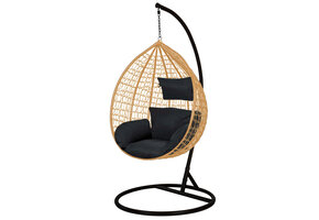 Hanging Chair - Egg Chair - with Black Stand & Cushions - up to 150kg