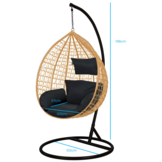 Hanging Chair - Egg Chair - with Black Stand & Cushions - up to 150kg