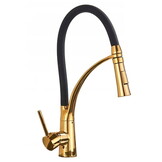 Kitchen faucet - black with gold - flexible pull-out