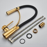 Kitchen faucet - black with gold - flexible pull-out