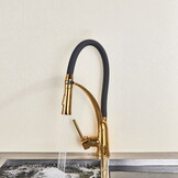 Kitchen faucet - black with gold - flexible pull-out