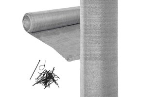 Privacy net - shade net roll - 90 percent - 1.5 x 50 m - screen mesh sun - privacy net - gray - incl. mounting set - garden