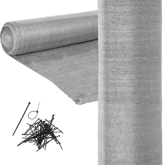 Synlig skærmnet - skyggenet rulle - 90 procent - 1,5 x 50 m - solskærm net - privatlivsnet - grå - inkl. monteringssæt - have