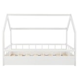 Hus seng barneseng - 80x160 cm - hvid - med sengehegn