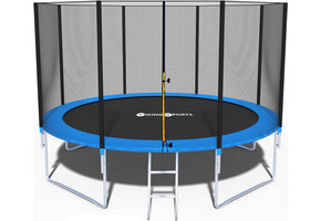 Trampoline - blue - 435 cm - with net and ladder - up to 180 KG