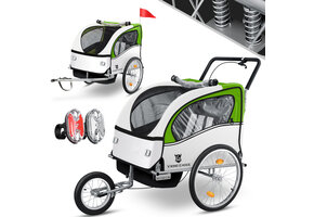 Bike trailer for children - bicycle trailer - 2-seater - shock absorber - lime green