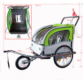 Cykelvagn för barn - cykelhållare - 2-sitsig - stötdämpare - limegrön