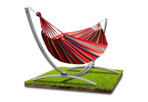 Hammock with stand - up to 220 kg - gray frame - orange red