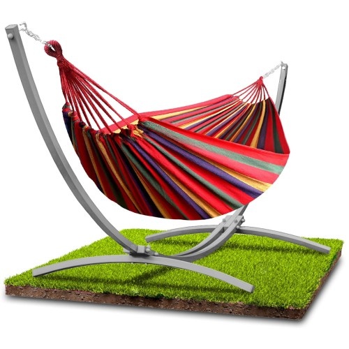 Hammock with stand - up to 220 kg - gray frame - orange red