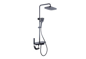 Rains shower set - 30 cm - black - thermostatic faucet, handheld shower & sprayer