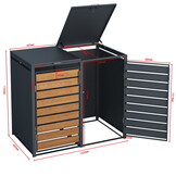 Containerram - 2 containrar - 132x80x116 cm - antracit trä