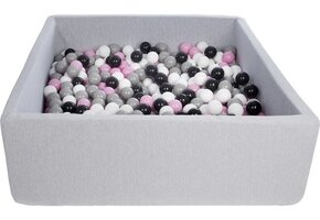 Bollhav - robust lekbollbad - 120x120 cm - 600 bollar Ø 7 cm - vit, rosa, grå, svart.