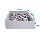 Ball pit - sturdy ball pit - 120x120 cm - 600 balls Ø 7 cm - white, pink, grey, black.