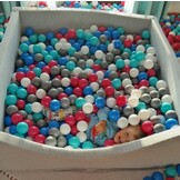 Ball pit - durable ball pool - 120x120 cm - 600 balls Ø 7 cm - white, pink, grey.