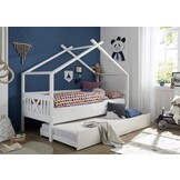 Hussäng barnsäng 90x200 cm furu vit med utdragbar sängbotten