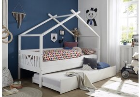 Hussäng barnsäng 90x200 cm furu vit med utdragbar sängbotten