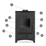 CV Vedspis - stål - fristående - 26kw