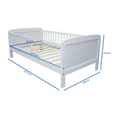 Toddler Bed - White - 200x90cm - Incl. Slatted Base Kids Bed
