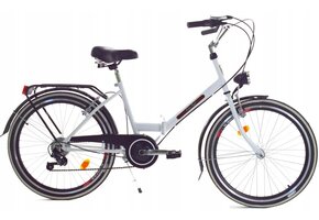 Hopfällbar cykel - 24 tum - 6 växlar - vit, svart